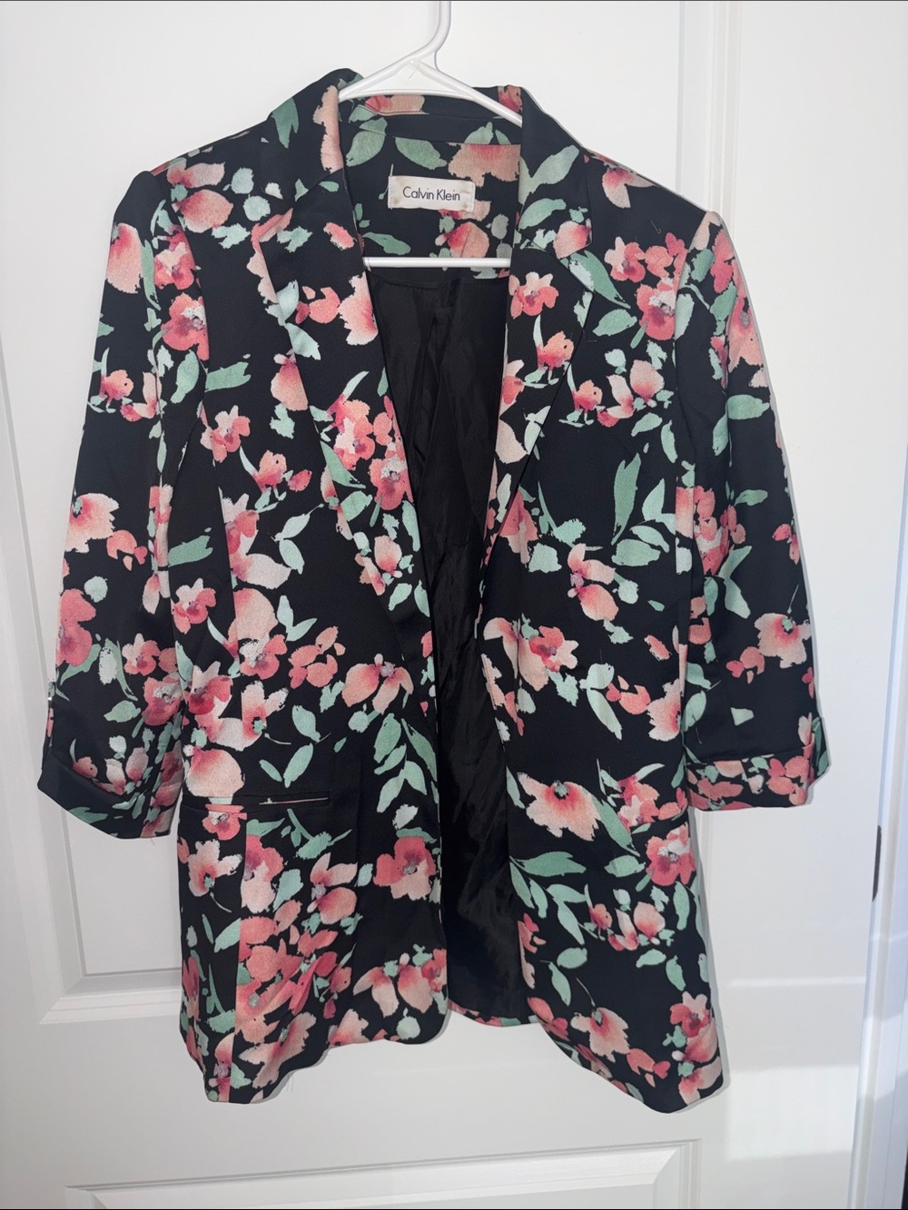 Calvin Klein Black Blazer with Pink Floral Print